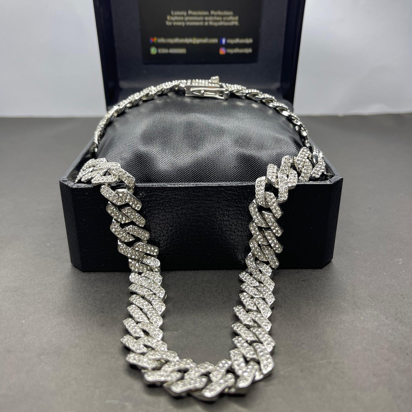 13mm Silver Iced Out Miami Cuban Neck Chain