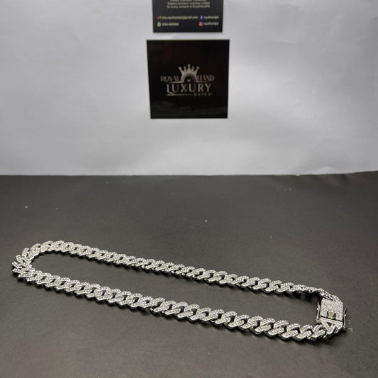 13mm Silver Iced Out Miami Cuban Neck Chain