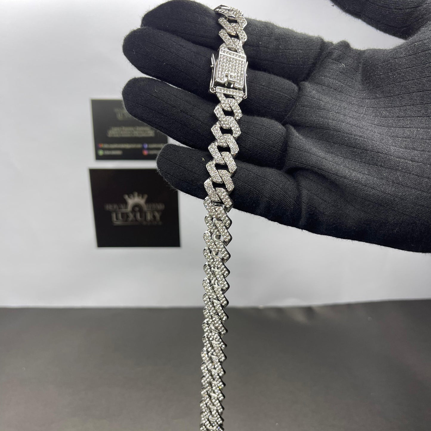 13mm Silver Iced Out Miami Cuban Neck Chain