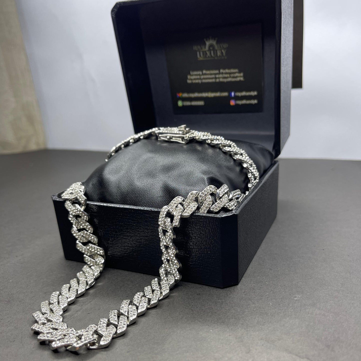 13mm Silver Iced Out Miami Cuban Neck Chain