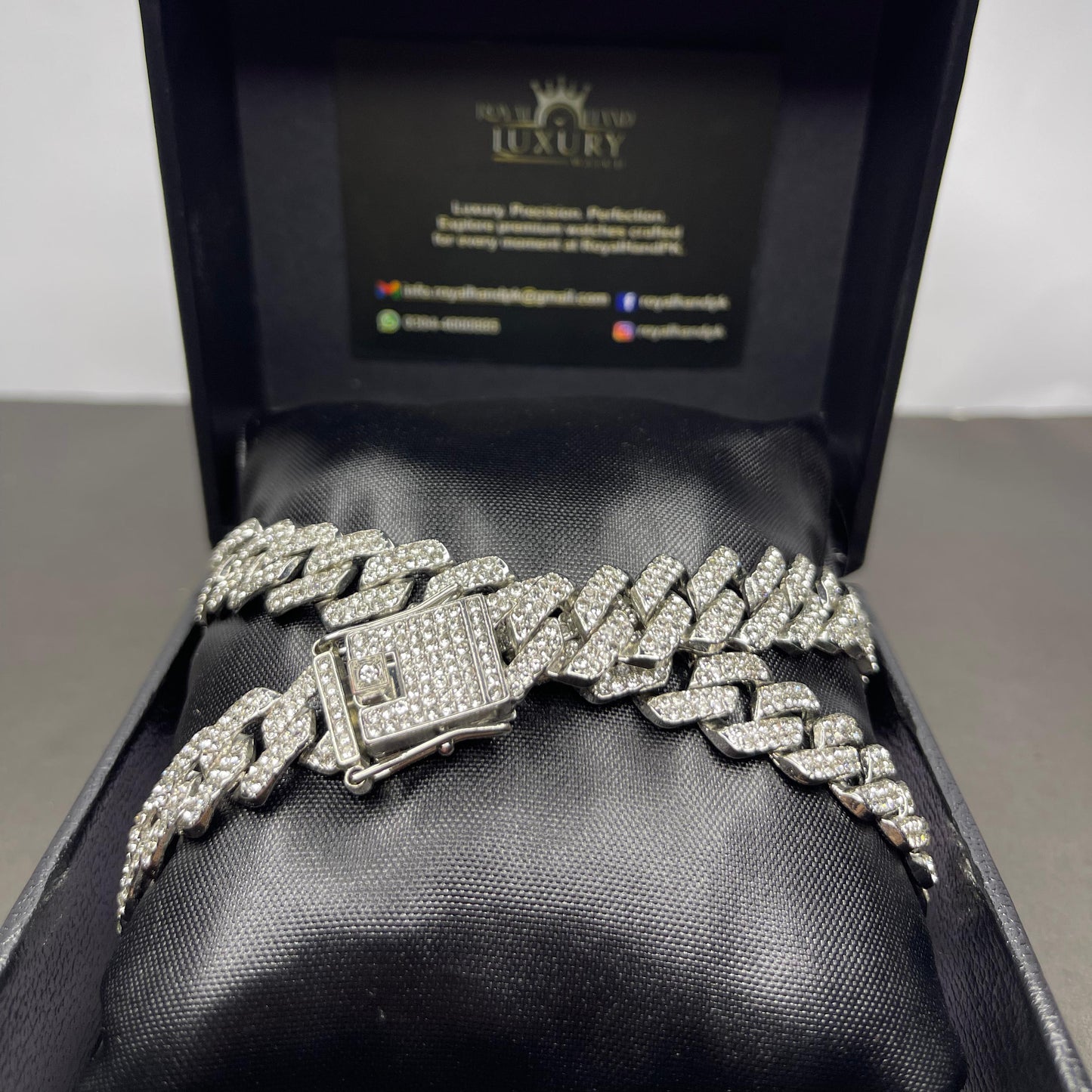 13mm Silver Iced Out Miami Cuban Neck Chain